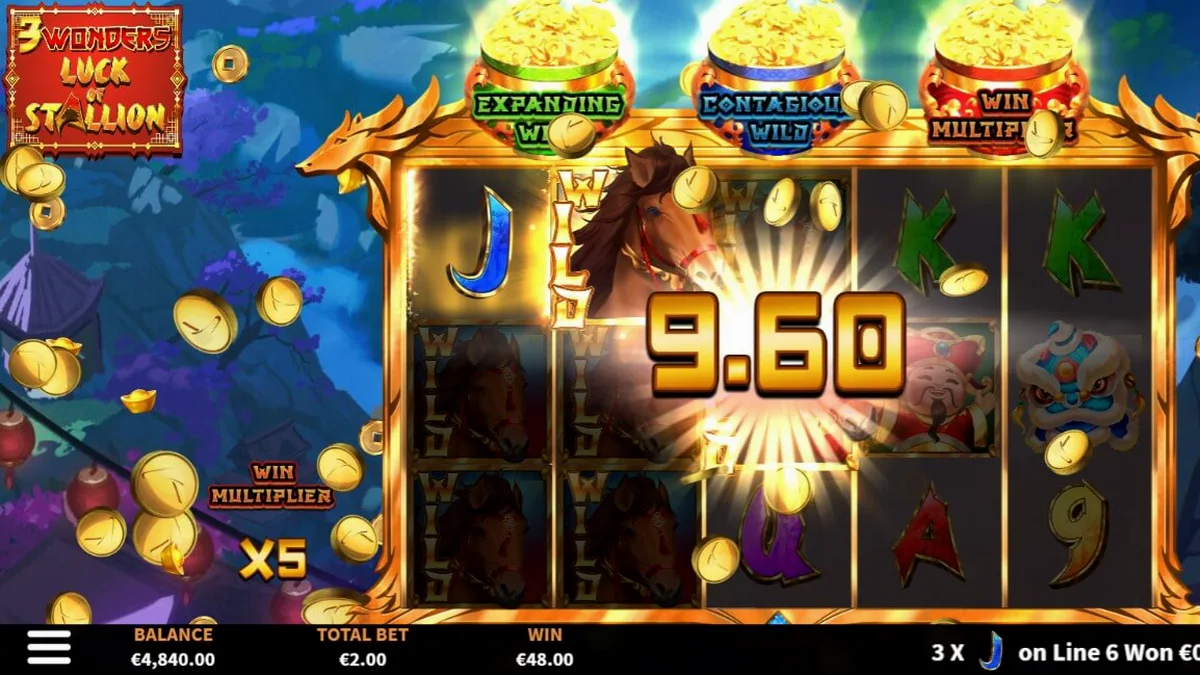 Visual bertema Tahun Kuda dalam slot 3 Wonders Luck of Stallion